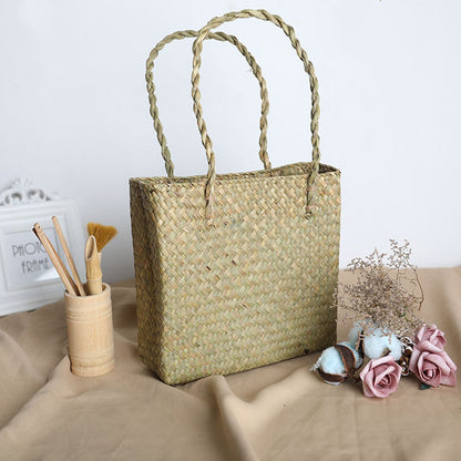 Handmade crochet straw knit woven summer bag for women from the summer collection