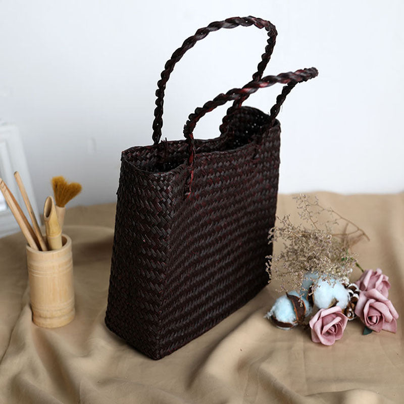 Handmade crochet straw knit woven summer bag for women from the summer collection