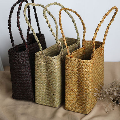 Handmade crochet straw knit woven summer bag for women from the summer collection