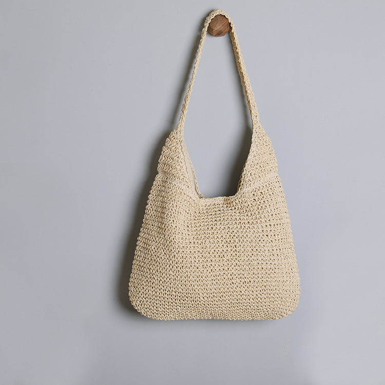 Handmade crochet straw knit woven summer bag for women from the summer collection