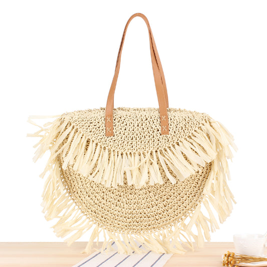 Handmade crochet straw knit woven summer bag for women from the summer collection