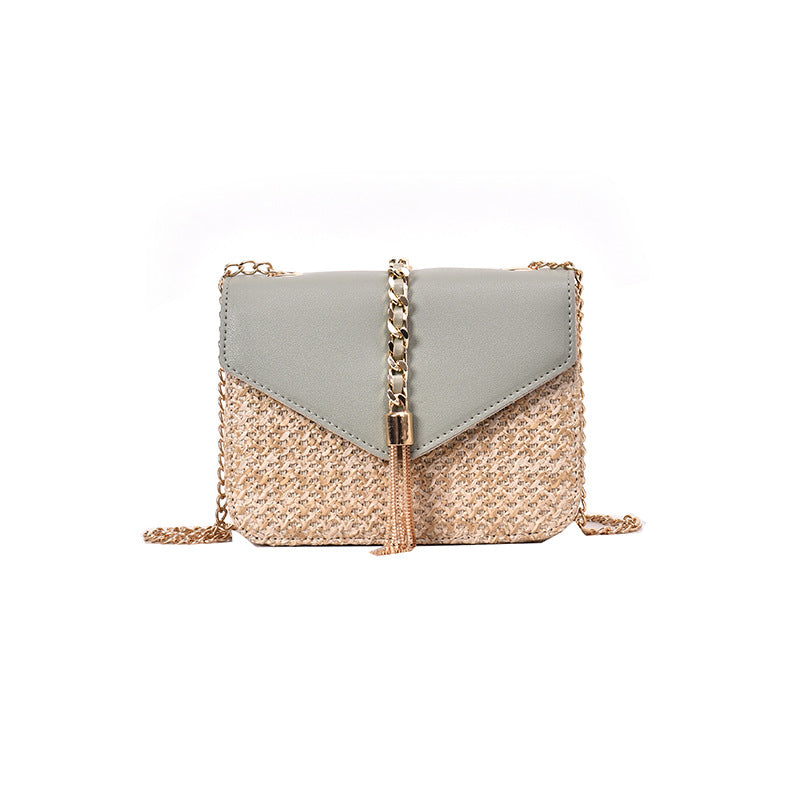 Handmade crochet straw knit woven summer bag for women from the summer collection