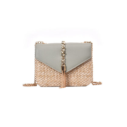 Handmade crochet straw knit woven summer bag for women from the summer collection