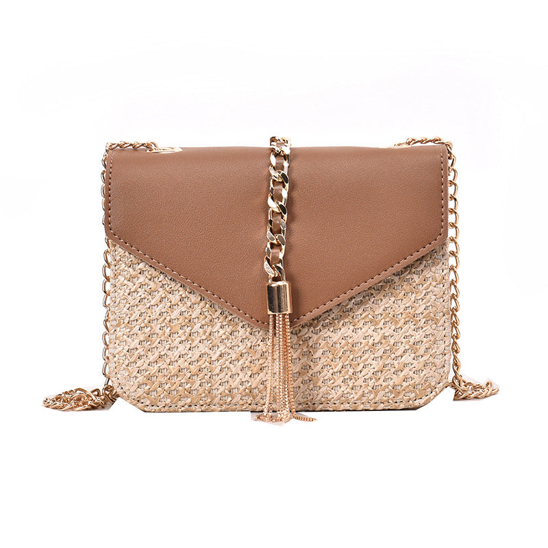 Handmade crochet straw knit woven summer bag for women from the summer collection
