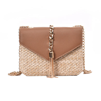 Handmade crochet straw knit woven summer bag for women from the summer collection
