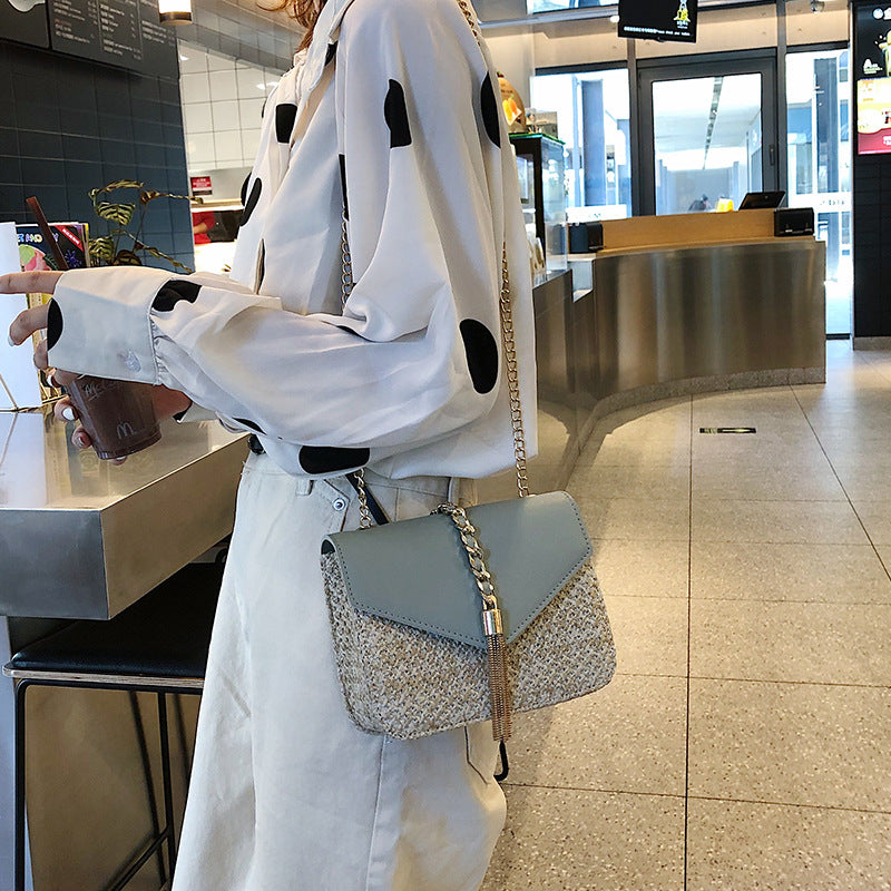 Handmade crochet straw knit woven summer bag for women from the summer collection