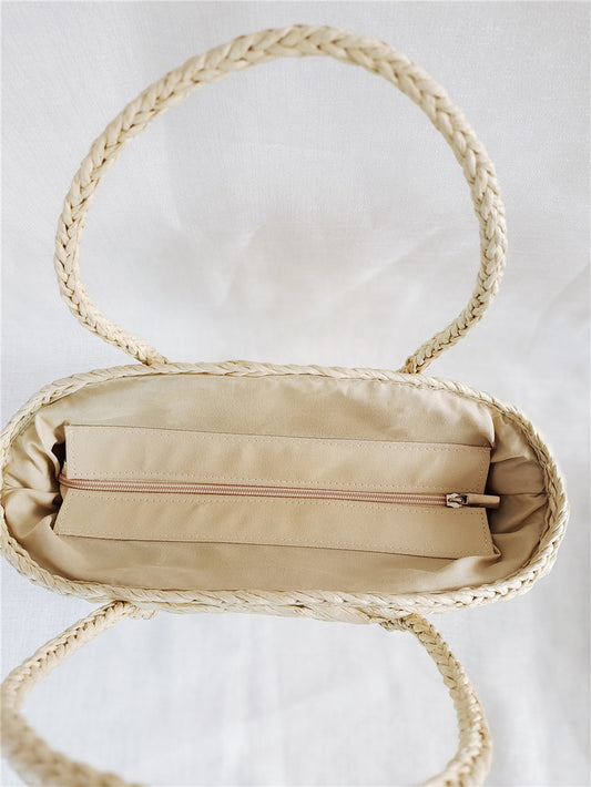 Handmade crochet straw knit woven summer bag for women from the summer collection