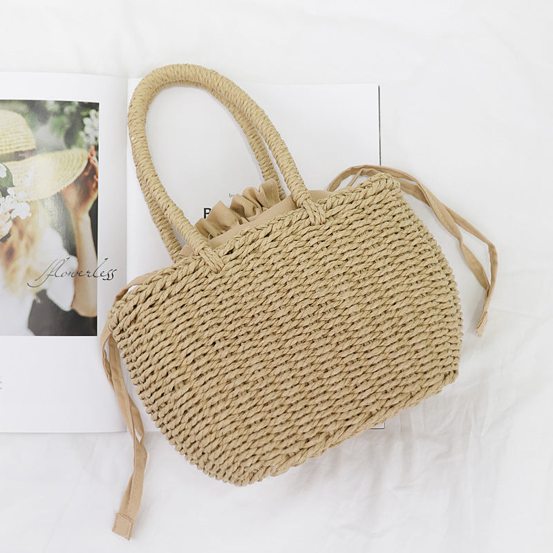 Handmade crochet straw knit woven summer bag for women from the summer collection