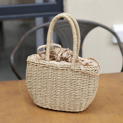 Handmade crochet straw knit woven summer bag for women from the summer collection
