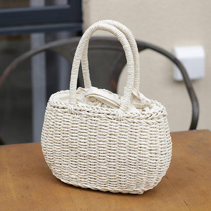 Handmade crochet straw knit woven summer bag for women from the summer collection