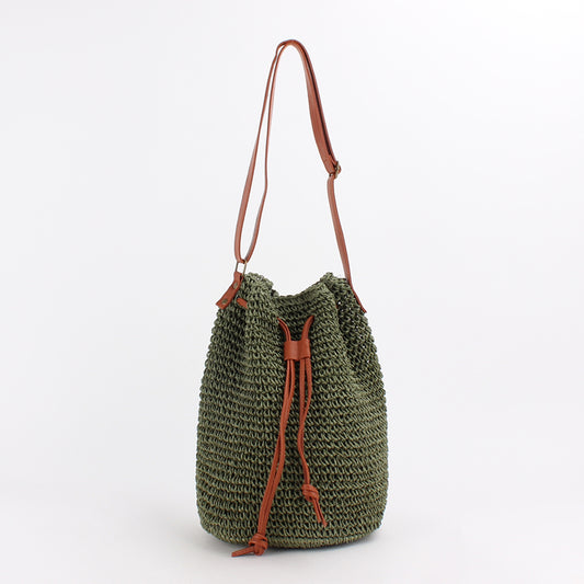 Handmade crochet straw knit woven summer bag for women from the summer collection
