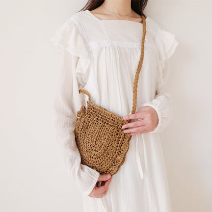 Handmade crochet straw knit woven summer bag for women from the summer collection