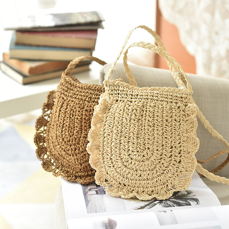 Handmade crochet straw knit woven summer bag for women from the summer collection