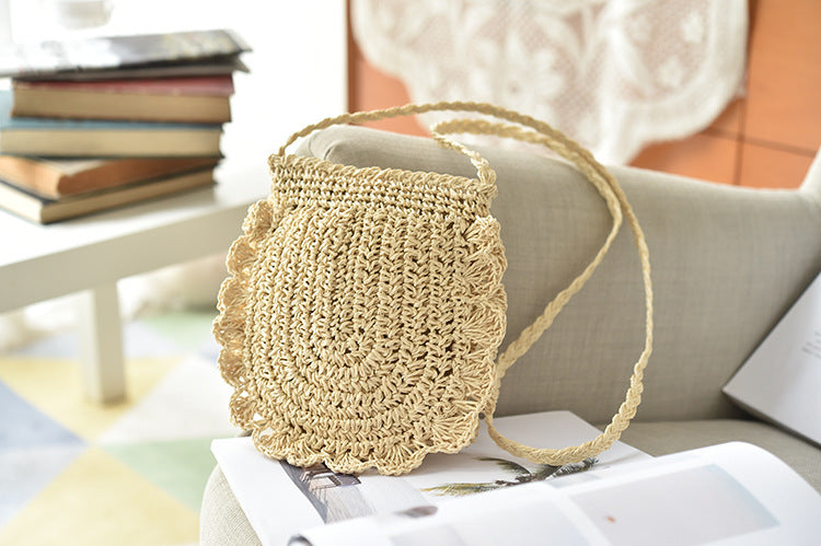 Handmade crochet straw knit woven summer bag for women from the summer collection