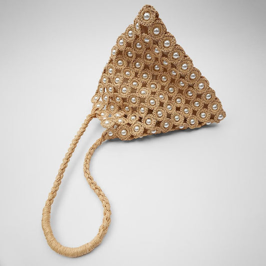 Handmade crochet straw knit woven summer bag for women from the summer collection