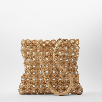 Handmade crochet straw knit woven summer bag for women from the summer collection