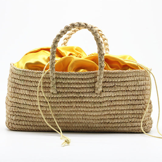 Handmade crochet straw knit woven summer bag for women from the summer collection