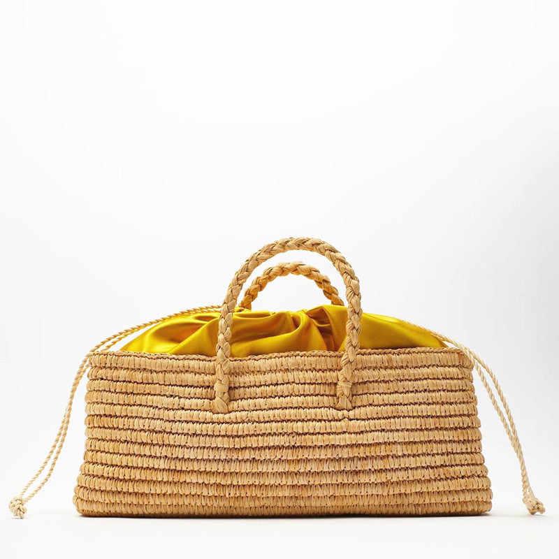 Handmade crochet straw knit woven summer bag for women from the summer collection