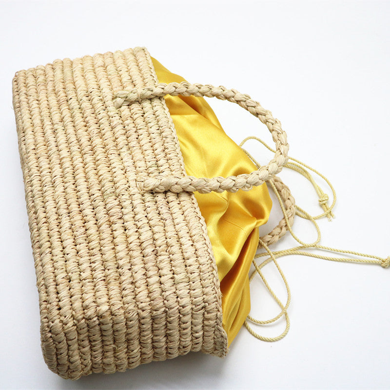 Handmade crochet straw knit woven summer bag for women from the summer collection