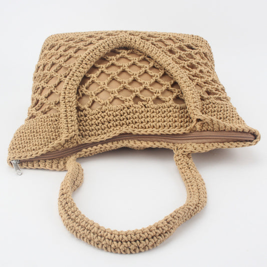 Handmade crochet straw knit woven summer bag for women from the summer collection