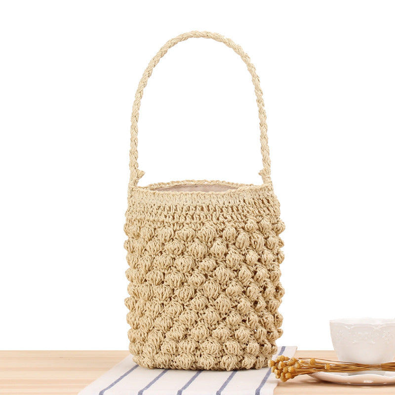 Handmade crochet straw knit woven summer bag for women from the summer collection