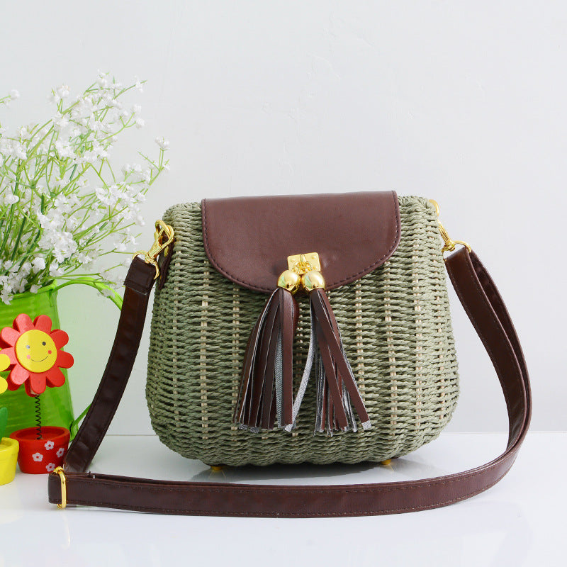 Handmade crochet straw knit woven summer bag for women from the summer collection