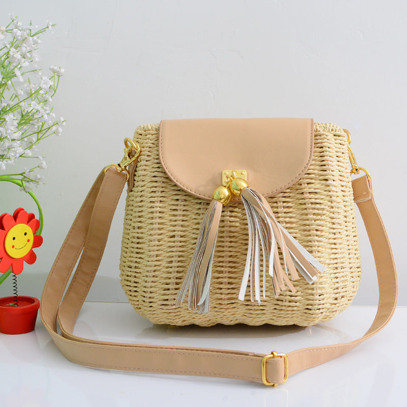 Handmade crochet straw knit woven summer bag for women from the summer collection
