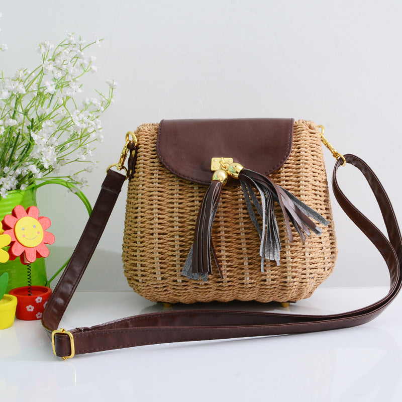 Handmade crochet straw knit woven summer bag for women from the summer collection