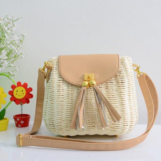Handmade crochet straw knit woven summer bag for women from the summer collection