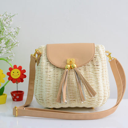 Handmade crochet straw knit woven summer bag for women from the summer collection