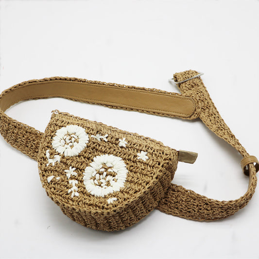 Handmade crochet straw knit woven summer bag for women from the summer collection