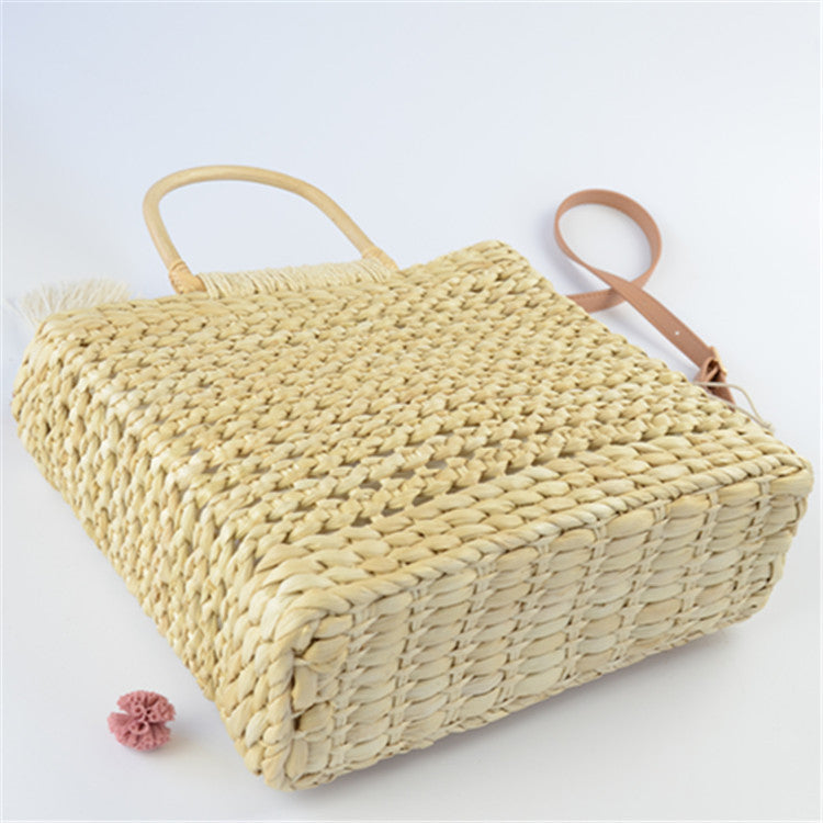 Handmade crochet straw knit woven summer bag for women from the summer collection