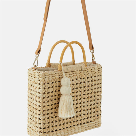 Handmade crochet straw knit woven summer bag for women from the summer collection