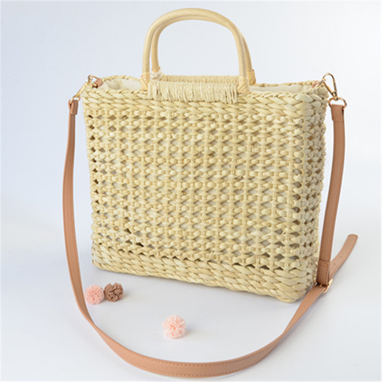 Handmade crochet straw knit woven summer bag for women from the summer collection