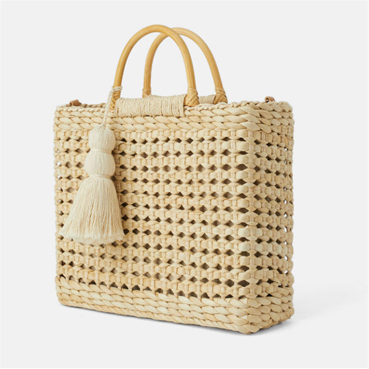 Handmade crochet straw knit woven summer bag for women from the summer collection
