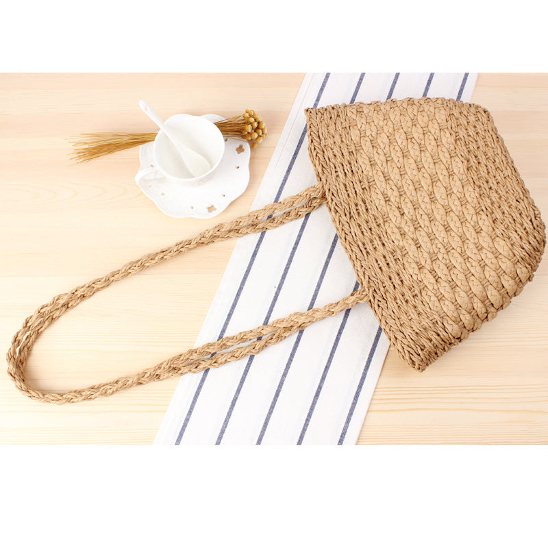Handmade crochet straw knit woven summer bag for women from the summer collection