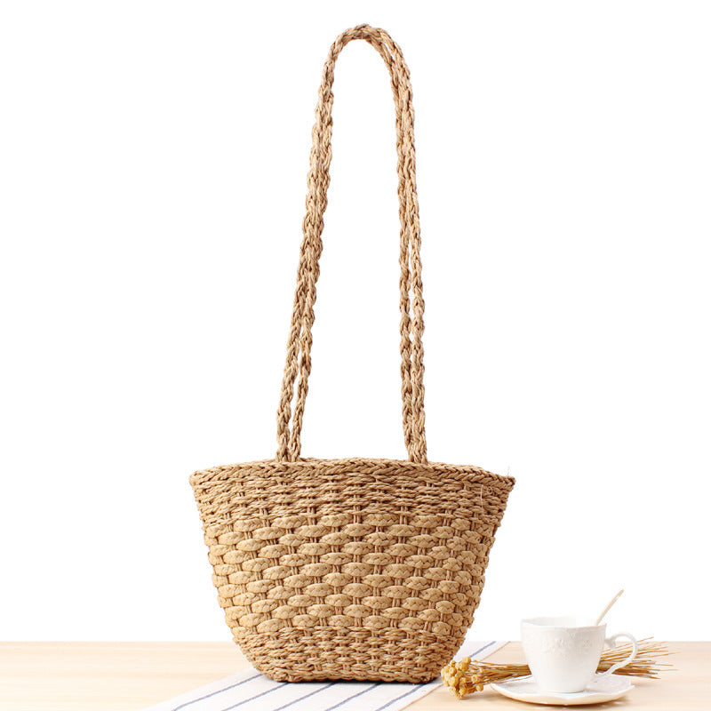 Handmade crochet straw knit woven summer bag for women from the summer collection