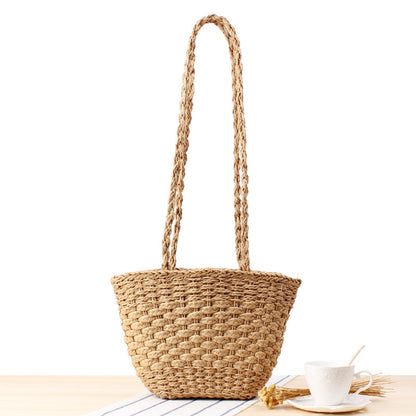 Handmade crochet straw knit woven summer bag for women from the summer collection