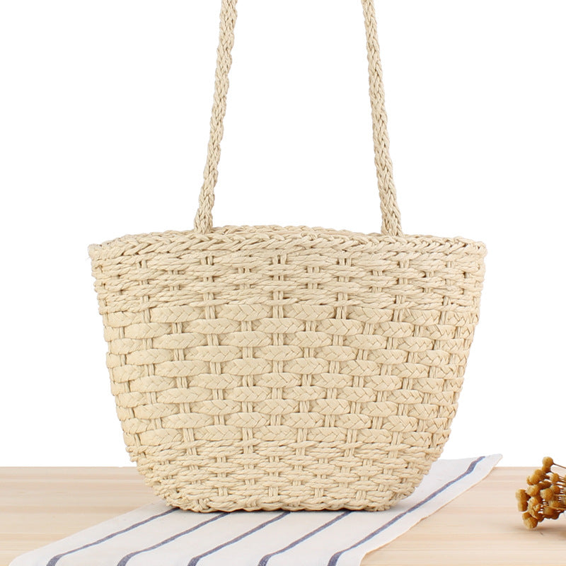 Handmade crochet straw knit woven summer bag for women from the summer collection