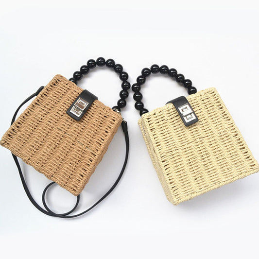 Handmade crochet straw knit woven summer bag for women from the summer collection