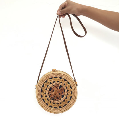 Handmade crochet straw knit woven summer bag for women from the summer collection