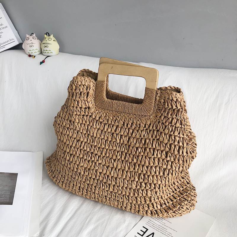 Handmade crochet straw knit woven summer bag for women from the summer collection
