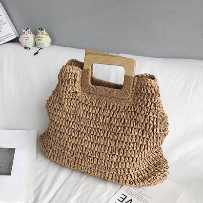 Handmade crochet straw knit woven summer bag for women from the summer collection