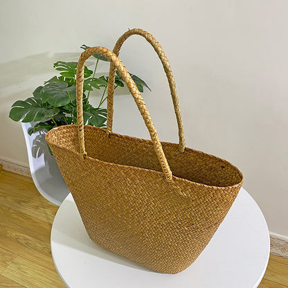 Handmade crochet straw knit woven summer bag for women from the summer collection