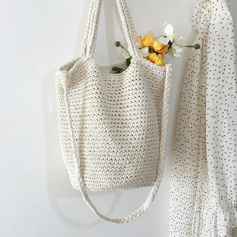 Handmade crochet straw knit woven summer bag for women from the summer collection