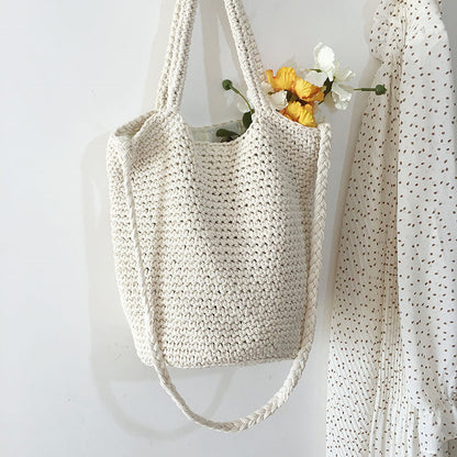 Handmade crochet straw knit woven summer bag for women from the summer collection