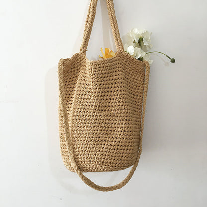 Handmade crochet straw knit woven summer bag for women from the summer collection