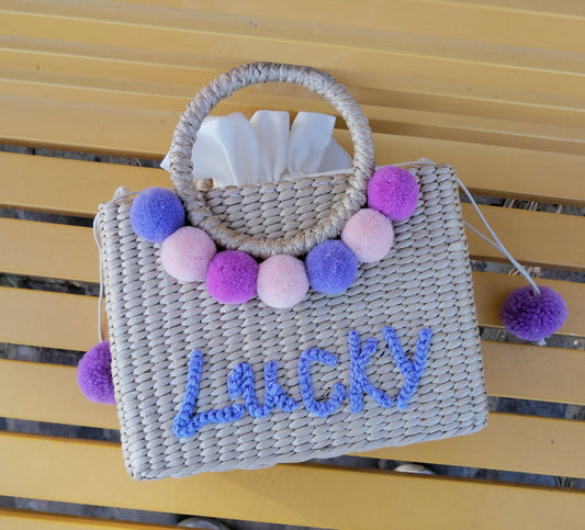 Handmade crochet straw knit woven summer bag for women from the summer collection