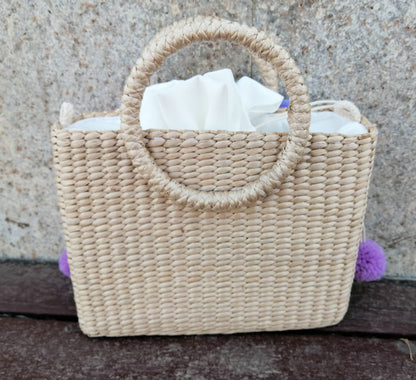 Handmade crochet straw knit woven summer bag for women from the summer collection