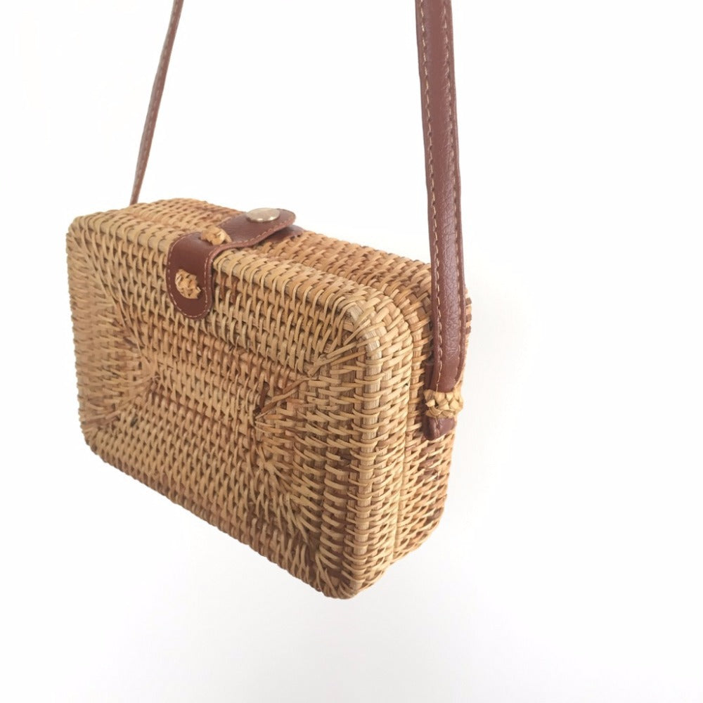 Handmade crochet straw knit woven summer bag for women from the summer collection